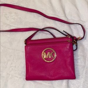 MICHAEL KORS Leather Hot Pink Crossbody Bag